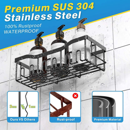 5PCS Stainless Steel Shower Caddy Organizer Set Adhesive No Drill Bathroom Storage Rack ZJHL088 - with | Sold by Uncle Wiener's Wholesale