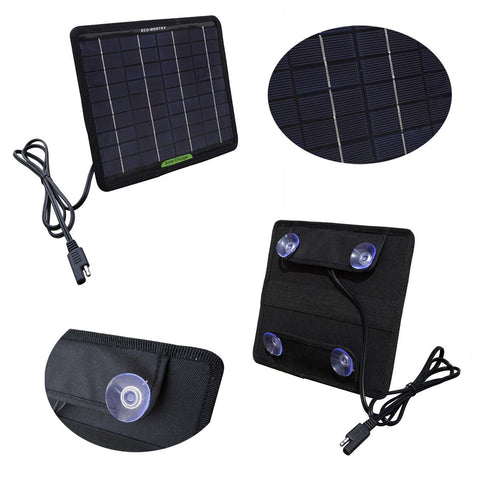 5W 12V Portable Solar Panel Battery Charger – Trickle Maintainer with Alligator Clips & DC Car Adapter for Car, Boat, Motorcycle, RV, Tractor – Includes Suction Cups - with | Sold by Uncle Wiener's Wholesale