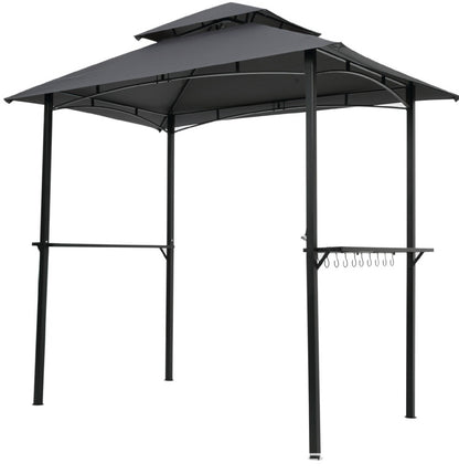 New 8 ft x 5 ft Grill Gazebo BBQ Canopy with LED Lights & Side Shelves | SKU: S1248