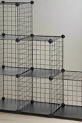 6-cube wire grid storage organizer with solid base for closet and garage use