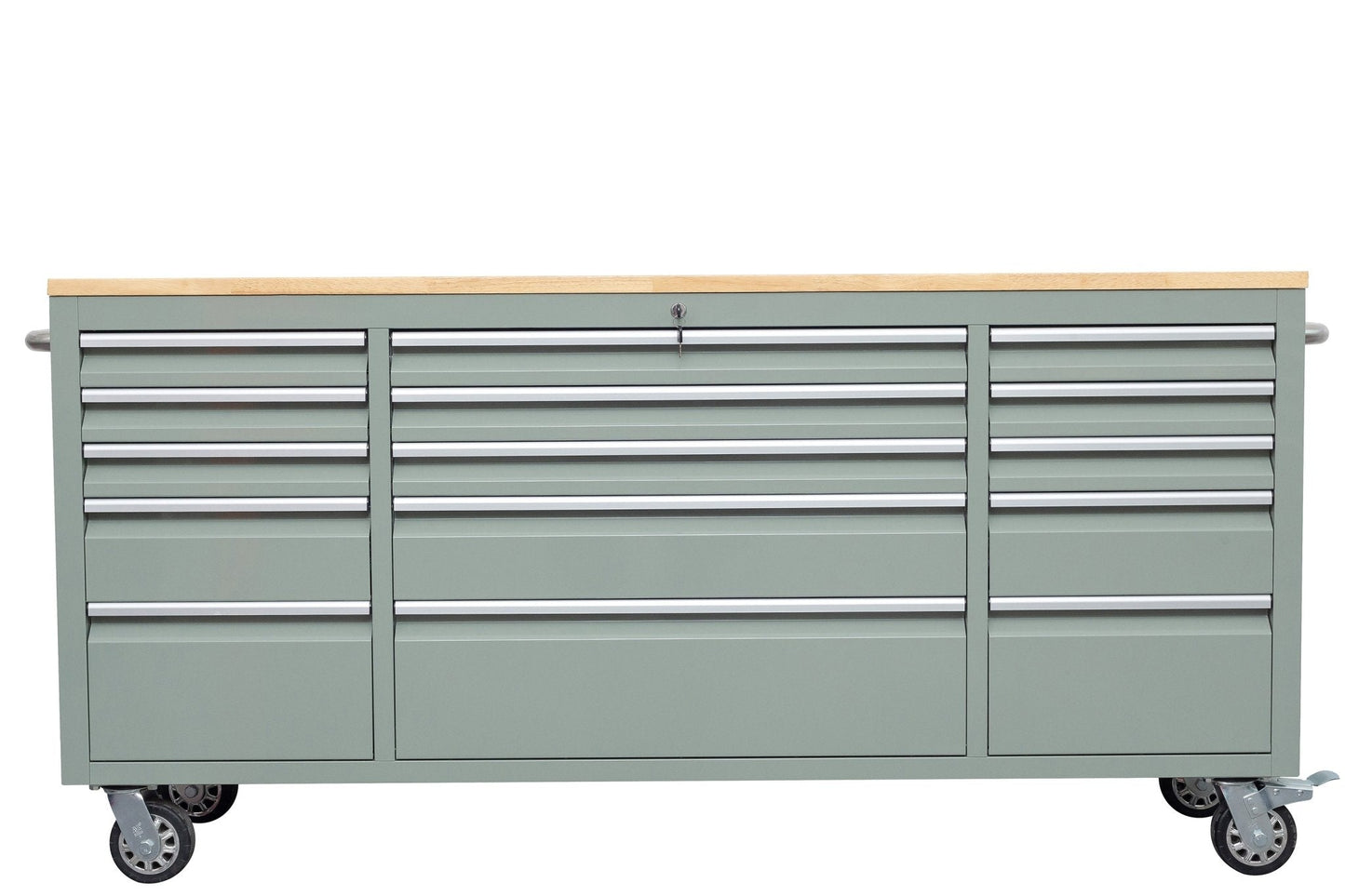 6 FT 15 - Drawer Rolling Tool Workbench with Power Outlets & USB Ports – Heavy - Duty Steel Storage Cabinet - Tool Bench with Olive Green | Sold by Uncle Wiener's Wholesale