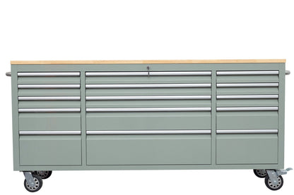 6 FT 15 - Drawer Rolling Tool Workbench with Power Outlets & USB Ports – Heavy - Duty Steel Storage Cabinet - Tool Bench with Olive Green | Sold by Uncle Wiener's Wholesale