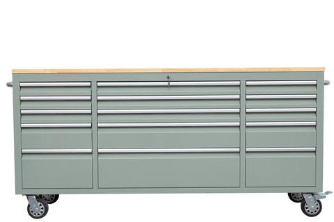 6 FT 15 - Drawer Rolling Tool Workbench with Power Outlets & USB Ports – Heavy - Duty Steel Storage Cabinet - Tool Bench with Olive Green | Sold by Uncle Wiener's Wholesale