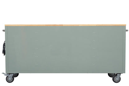 6 FT 15 - Drawer Rolling Tool Workbench with Power Outlets & USB Ports – Heavy - Duty Steel Storage Cabinet - Tool Bench with Cement Gray | Sold by Uncle Wiener's Wholesale