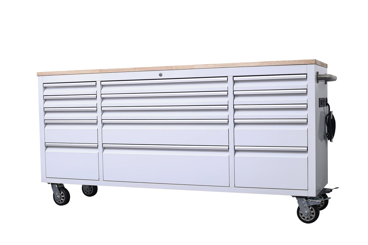 6 FT 15 - Drawer Rolling Tool Workbench with Power Outlets & USB Ports – Heavy - Duty Steel Storage Cabinet - Tool Benches & Workstations with White | Sold by Uncle Wiener's Wholesale