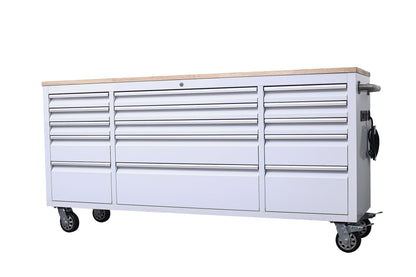 6 FT 15 - Drawer Rolling Tool Workbench with Power Outlets & USB Ports – Heavy - Duty Steel Storage Cabinet - Tool Benches & Workstations with White | Sold by Uncle Wiener's Wholesale