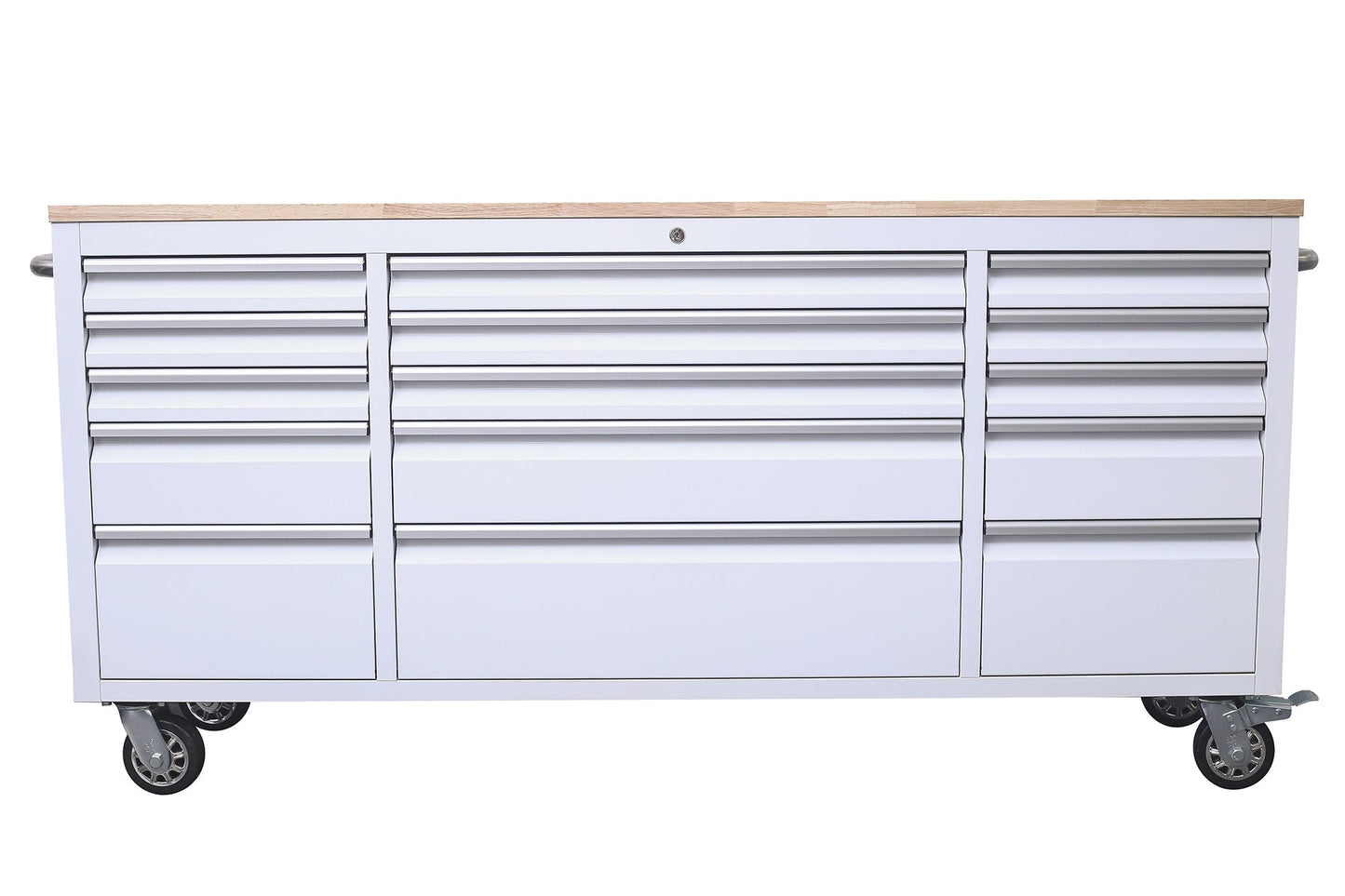 6 FT 15 - Drawer Rolling Tool Workbench with Power Outlets & USB Ports – Heavy - Duty Steel Storage Cabinet - Tool Benches & Workstations with White | Sold by Uncle Wiener's Wholesale