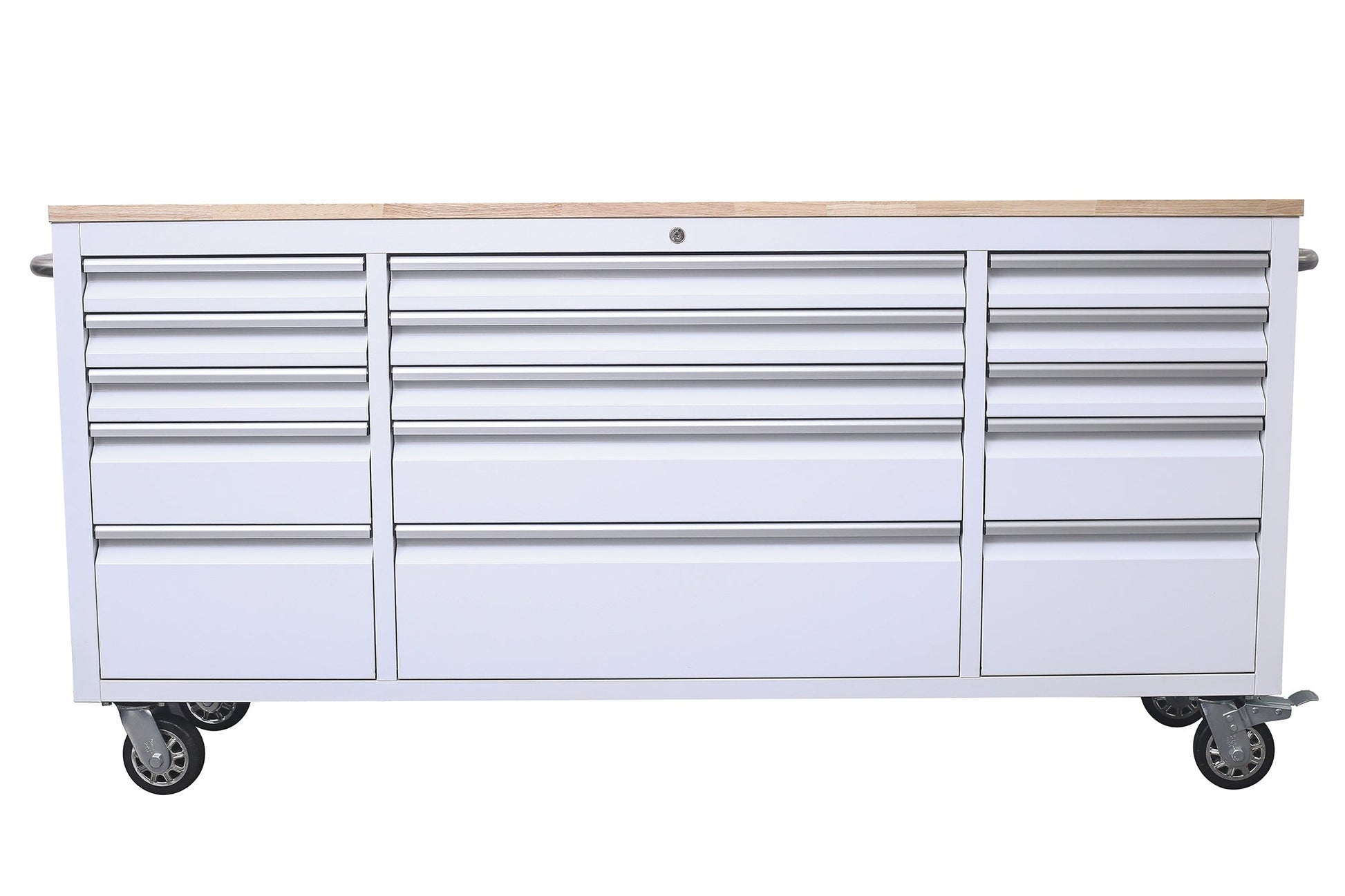 6 FT 15 - Drawer Rolling Tool Workbench with Power Outlets & USB Ports – Heavy - Duty Steel Storage Cabinet - Tool Benches & Workstations with White | Sold by Uncle Wiener's Wholesale