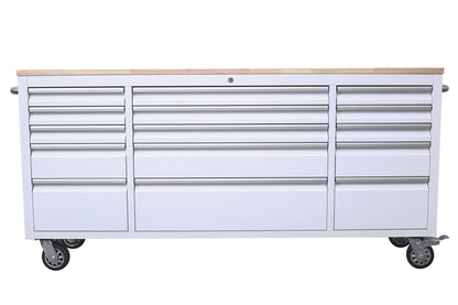 6 FT 15 - Drawer Rolling Tool Workbench with Power Outlets & USB Ports – Heavy - Duty Steel Storage Cabinet - Tool Benches & Workstations with White | Sold by Uncle Wiener's Wholesale