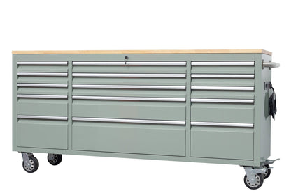 6 FT 15 - Drawer Rolling Tool Workbench with Power Outlets & USB Ports – Heavy - Duty Steel Storage Cabinet - Tool Bench with Cement Gray | Sold by Uncle Wiener's Wholesale