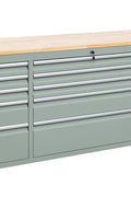 6 FT 15 - Drawer Rolling Tool Workbench with Power Outlets & USB Ports – Heavy - Duty Steel Storage Cabinet - Tool Bench with Cement Gray | Sold by Uncle Wiener's Wholesale