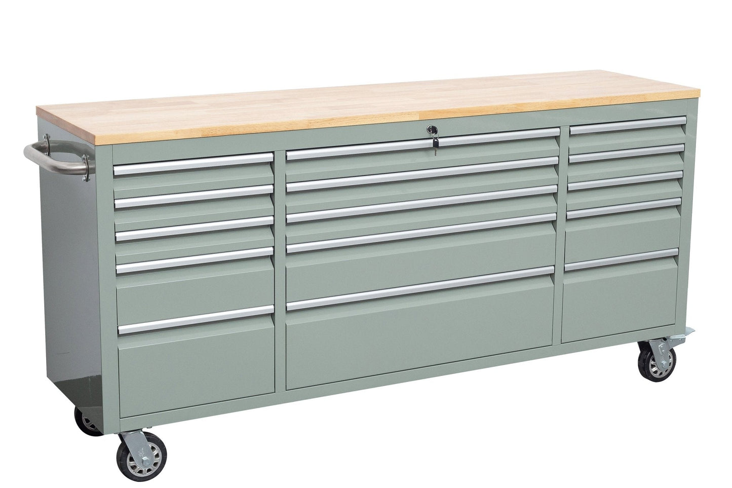 6 FT 15 - Drawer Rolling Tool Workbench with Power Outlets & USB Ports – Heavy - Duty Steel Storage Cabinet - Tool Bench with Cement Gray | Sold by Uncle Wiener's Wholesale