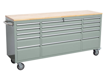 6 FT 15 - Drawer Rolling Tool Workbench with Power Outlets & USB Ports – Heavy - Duty Steel Storage Cabinet - Tool Bench with Cement Gray | Sold by Uncle Wiener's Wholesale
