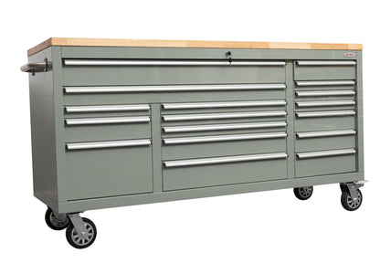 6 FT 17 - Drawer Fatboy Tool Workbench – Heavy - Duty Rolling Bench with Power & USB Ports | Multiple Colors Available - with Stainless Steel | Sold by Uncle Wiener's Wholesale