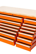 6 FT 17 - Drawer Fatboy Tool Workbench – Heavy - Duty Rolling Bench with Power & USB Ports | Multiple Colors Available - with Orange | Sold by Uncle Wiener's Wholesale