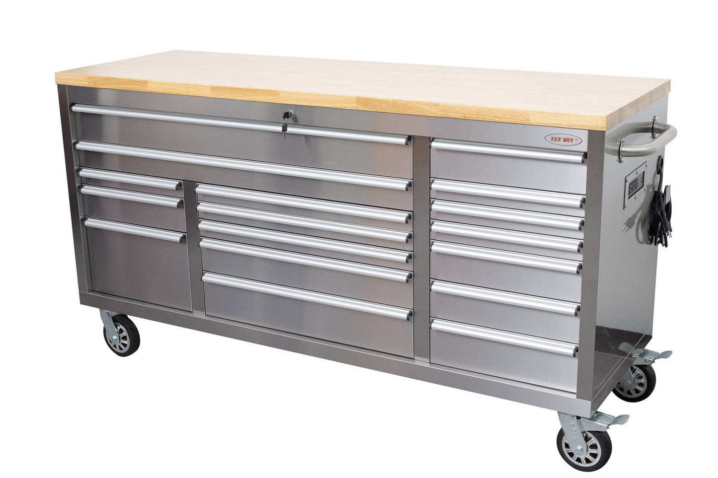 6 FT 17 - Drawer Fatboy Tool Workbench – Heavy - Duty Rolling Bench with Power & USB Ports | Multiple Colors Available - with Orange | Sold by Uncle Wiener's Wholesale