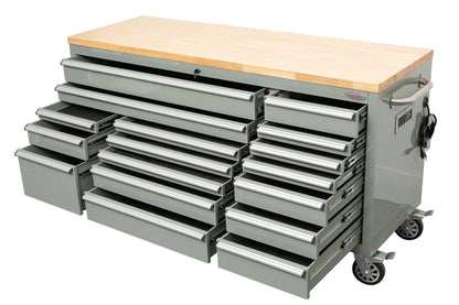 6 FT 17 - Drawer Fatboy Tool Workbench – Heavy - Duty Rolling Bench with Power & USB Ports | Multiple Colors Available - with Cement Gray | Sold by Uncle Wiener's Wholesale