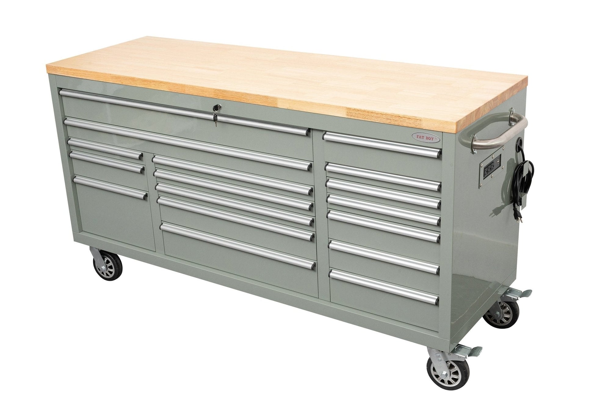 6 FT 17 - Drawer Fatboy Tool Workbench – Heavy - Duty Rolling Bench with Power & USB Ports | Multiple Colors Available - with Stainless Steel | Sold by Uncle Wiener's Wholesale