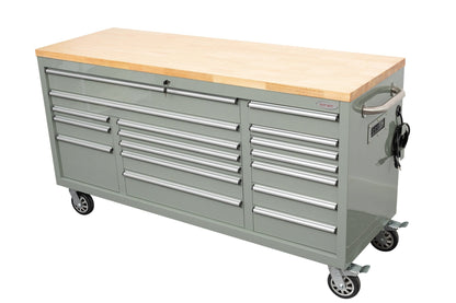 6 FT 17 - Drawer Fatboy Tool Workbench – Heavy - Duty Rolling Bench with Power & USB Ports | Multiple Colors Available - with Stainless Steel | Sold by Uncle Wiener's Wholesale