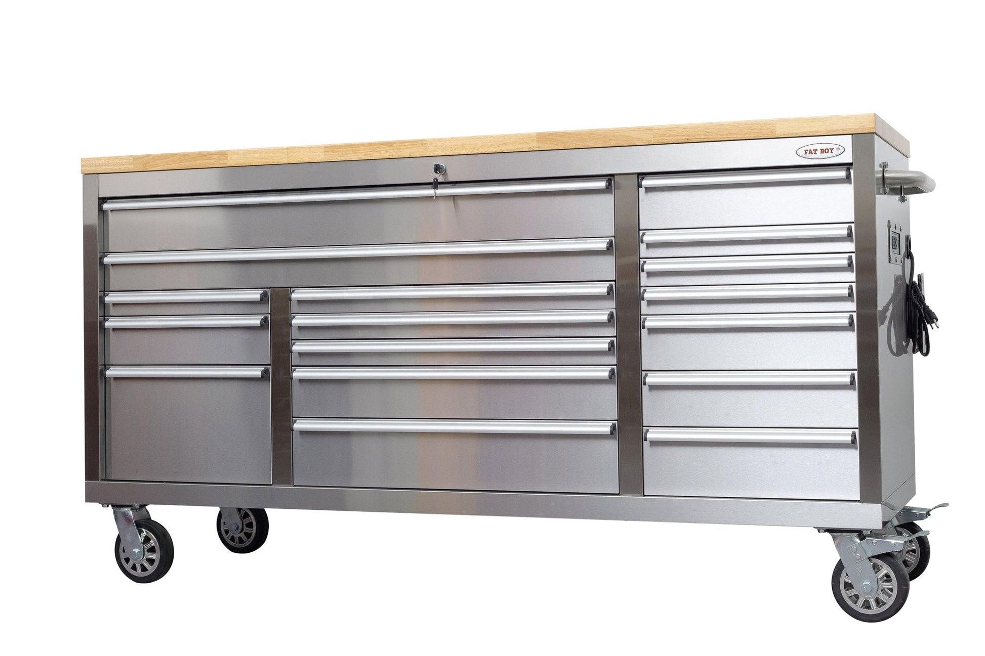 6 FT 17 - Drawer Fatboy Tool Workbench – Heavy - Duty Rolling Bench with Power & USB Ports | Multiple Colors Available - with Orange | Sold by Uncle Wiener's Wholesale