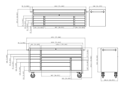 6 FT Black 26 - Drawer Tool Chest Workbench – Heavy - Duty Roller Cabinet for Garage & Shop | SKU: HTC7226PC - Rolling Tool Cabinets / Workbenches with | Sold by Uncle Wiener's Wholesale