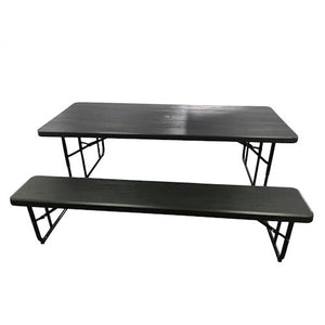 6 ft Foldable Picnic Table with Wood Grain Polyethylene Top, Bench Seats & Steel Frame for Patio, Backyard & Camping  8112906521