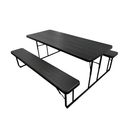6 ft Foldable Picnic Table with Wood Grain Polyethylene Top, Bench Seats & Steel Frame for Patio, Backyard & Camping 8112906521 - with | Sold by Uncle Wiener's Wholesale