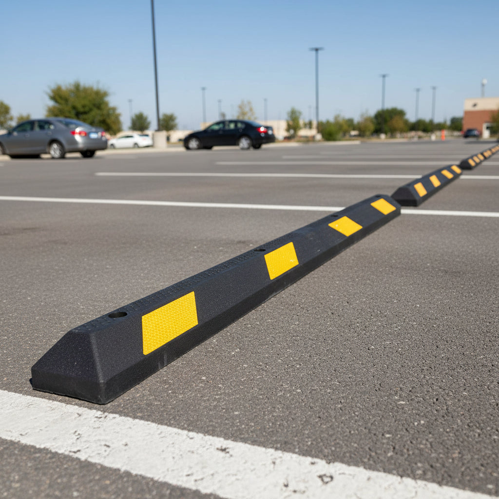 6 Ft Rubber Parking Curb Stop – Heavy Duty, DOT Approved, Reflective, for Cars, SUVs & Trucks - with Bulk Discount: Buy 6+ | Sold by Uncle Wiener's Wholesale