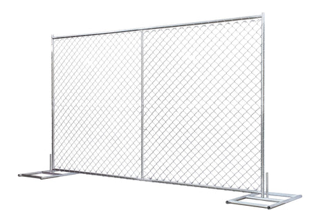 6 ft x 12 ft Portable Chain Link Fence Panel with Base & Clip – Construction Site Temporary Barrier – Galvanized Steel - with 1–19 Units | Sold by Uncle Wiener's Wholesale
