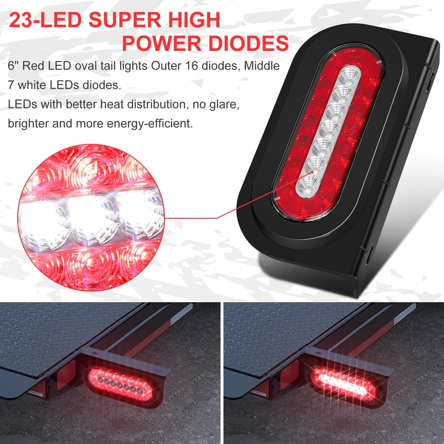 6" Oval LED Trailer Light Kit 2PCS Waterproof Brake Turn Reverse Lights 6INCHO - with | Sold by Uncle Wiener's Wholesale