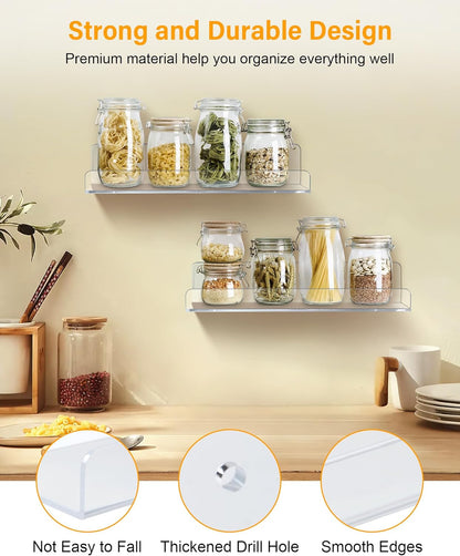 6 - Pack Clear Acrylic Floating Wall Shelves – 15" Invisible Display Storage Racks for Bathroom, Kitchen, Bedroom (Model: B0D5LZ1G42) - with | Sold by Uncle Wiener's Wholesale