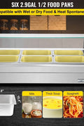 6 - Pan Electric Bain Marie Food Warmer – Stainless Steel Commercial Buffet Steam Table S1298 - with | Sold by Uncle Wiener's Wholesale