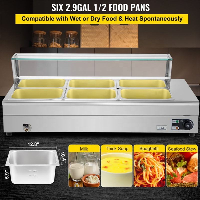 110V 2-Pan Commercial Food Warmer 850W Electric Steam Table 15cm... 110V 2-Pan Commercial Food Warmer 850W Electric Steam Table 15cm...