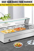 6 - Pan Electric Bain Marie Food Warmer – Stainless Steel Commercial Buffet Steam Table S1298 - with | Sold by Uncle Wiener's Wholesale