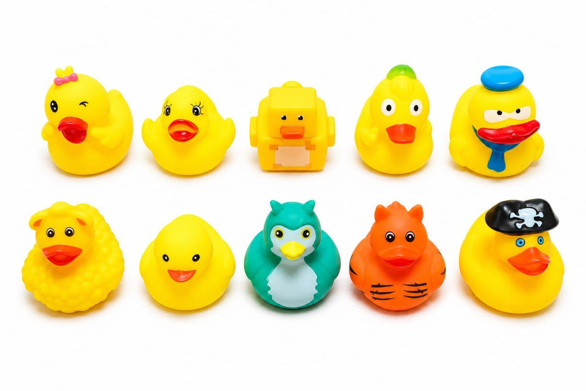 6-Piece Mixed Animal Bath Toy Set Vinyl Duck Bathroom Toys JY475143 - with | Sold by Uncle Wiener's Wholesale