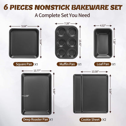 6-Piece Non-Stick Bakeware Set Carbon Steel Oven Baking Kit 220530 - with | Sold by Uncle Wiener's Wholesale