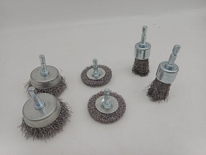 6-Piece Wire Brush Drill Attachment Set 1/4" Hex Shank T0981 - with | Sold by Uncle Wiener's Wholesale