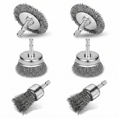 6-Piece Wire Brush Drill Attachment Set 1/4" Hex Shank T0981 - with | Sold by Uncle Wiener's Wholesale