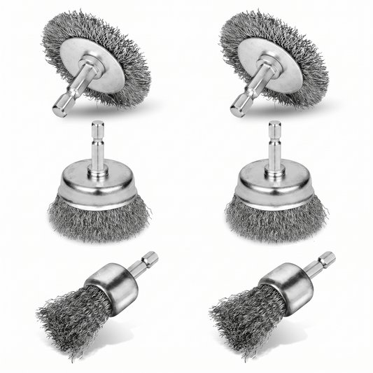6-Piece Wire Brush Drill Attachment Set 1/4" Hex Shank T0981 - with | Sold by Uncle Wiener's Wholesale