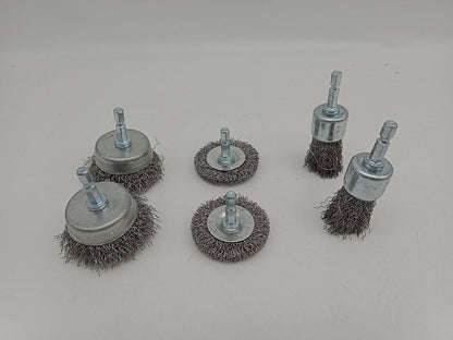 6-Piece Wire Brush Drill Attachment Set 1/4" Hex Shank T0981 - with | Sold by Uncle Wiener's Wholesale