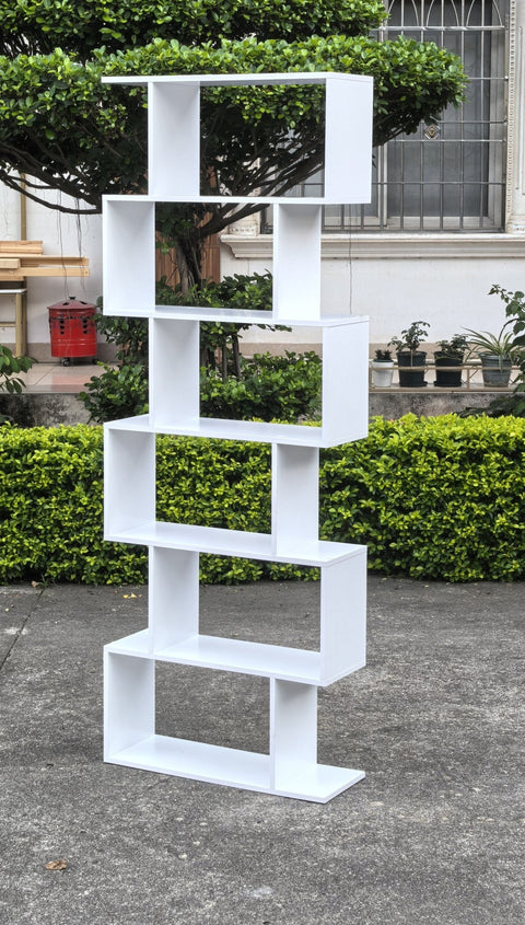 6 - Tier Bookcase Room Divider – Cube Storage Display Shelf - with White | Sold by Uncle Wiener's Wholesale