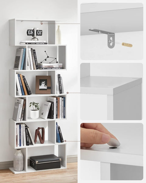 6 - Tier Bookcase Room Divider – Cube Storage Display Shelf - with Balck | Sold by Uncle Wiener's Wholesale