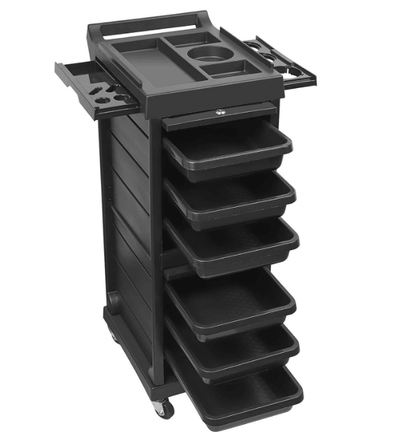 6 Tier Salon Beauty Rolling Trolley Cart Black with Drawers SBR580 - with | Sold by Uncle Wiener's Wholesale