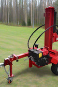 60 Ton Hydraulic Log Splitter with red frame – front view
Gas-powered Lifan 15HP Log Splitter trailer – side angle
Four-way wedge hydraulic wood splitter on heavy-duty tires
Towable 60 ton log splitter with highway tires and LED lights