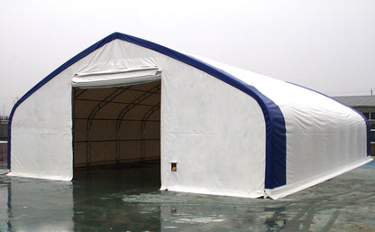 60′ WIDE DOUBLE TRUSS STORAGE BUILDINGS - with Standard 60X100X25 26.5 OZ PVC Cover | Sold by Uncle Wiener's Wholesale