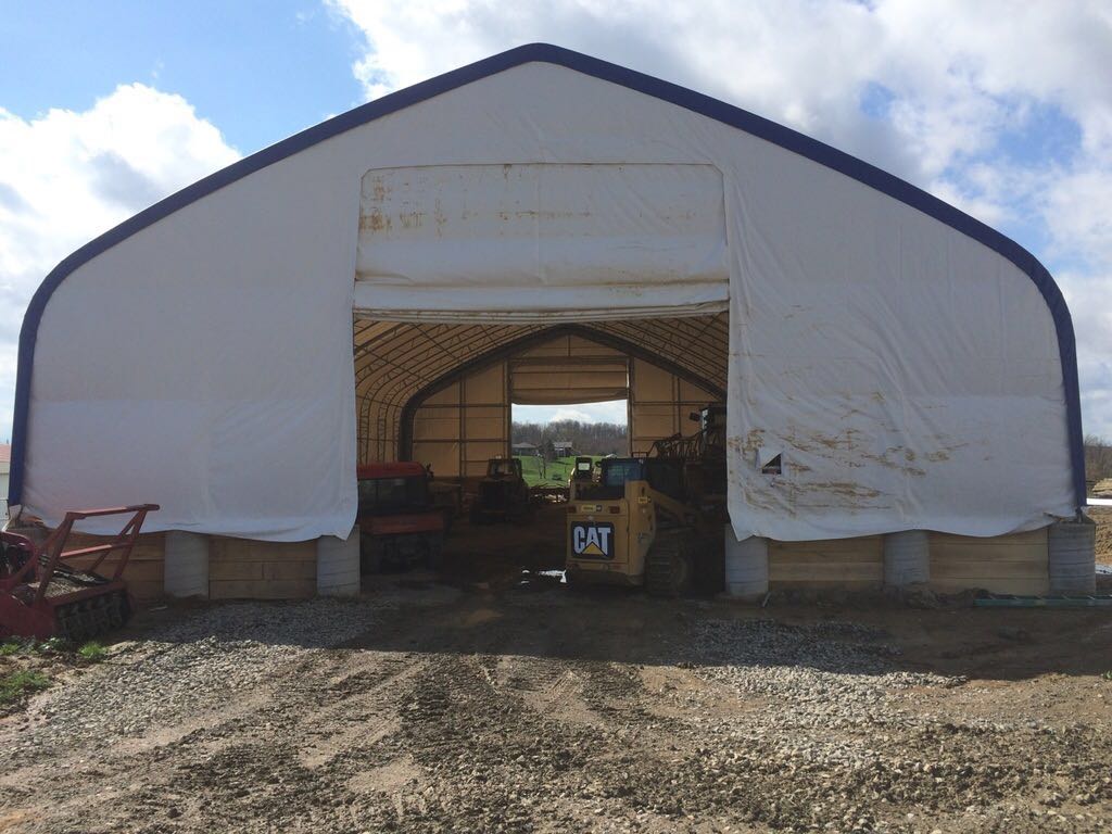 60′ WIDE DOUBLE TRUSS STORAGE BUILDINGS - with Standard 60X100X25 26.5 OZ PVC Cover | Sold by Uncle Wiener's Wholesale