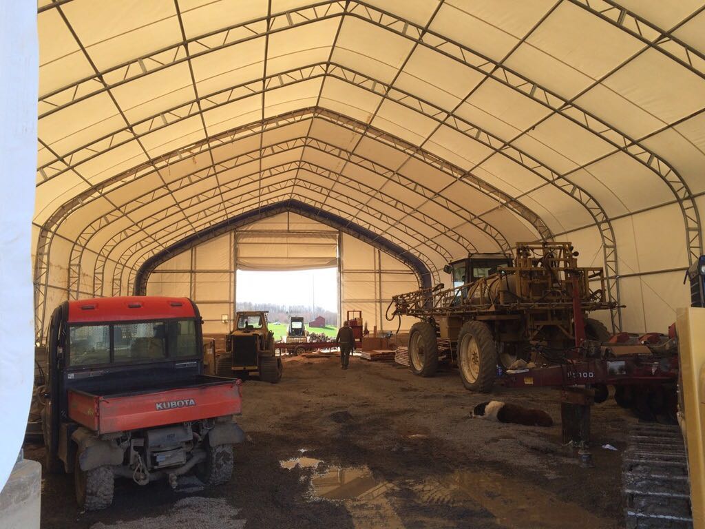 60′ WIDE DOUBLE TRUSS STORAGE BUILDINGS - with Standard 60X100X25 26.5 OZ PVC Cover | Sold by Uncle Wiener's Wholesale