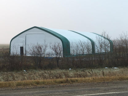 60′ WIDE DOUBLE TRUSS STORAGE BUILDINGS - with Standard 60X100X25 26.5 OZ PVC Cover | Sold by Uncle Wiener's Wholesale