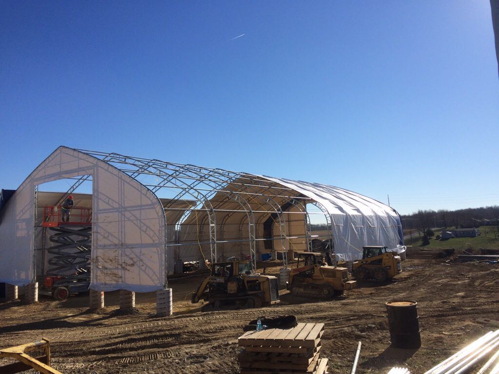 60′ WIDE DOUBLE TRUSS STORAGE BUILDINGS - with Standard 60X100X25 26.5 OZ PVC Cover | Sold by Uncle Wiener's Wholesale