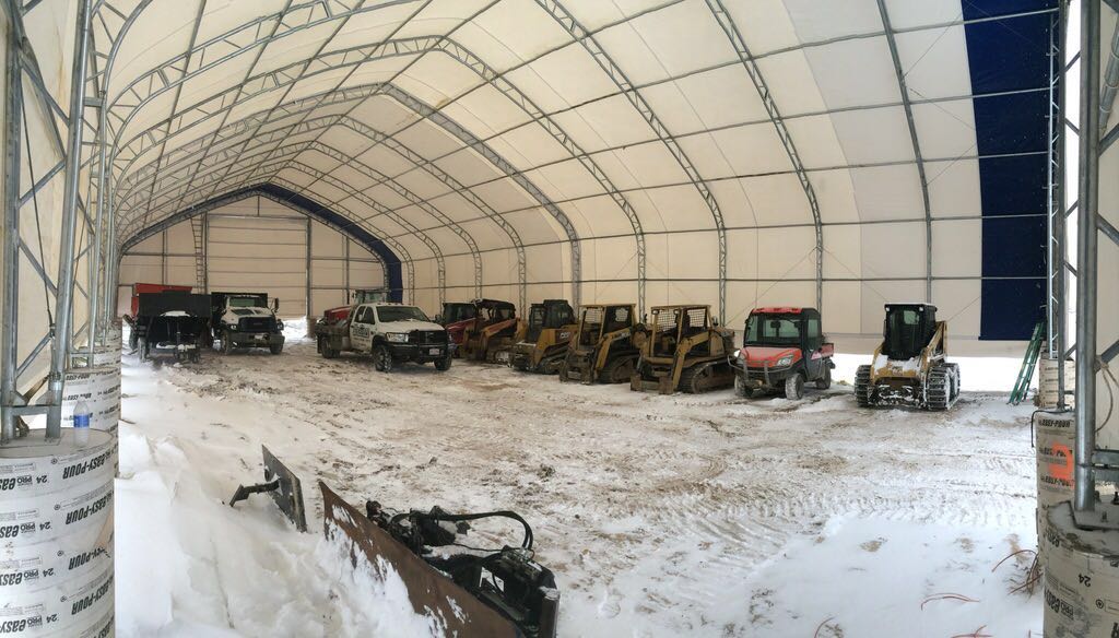 60′ WIDE DOUBLE TRUSS STORAGE BUILDINGS - with Standard 60X100X25 26.5 OZ PVC Cover | Sold by Uncle Wiener's Wholesale